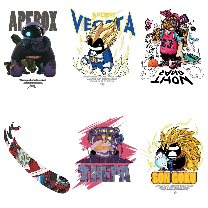 Popular game machine bear pattern Iron on sticker for skateboard teenager T-shirt DIY heat transfer decoration