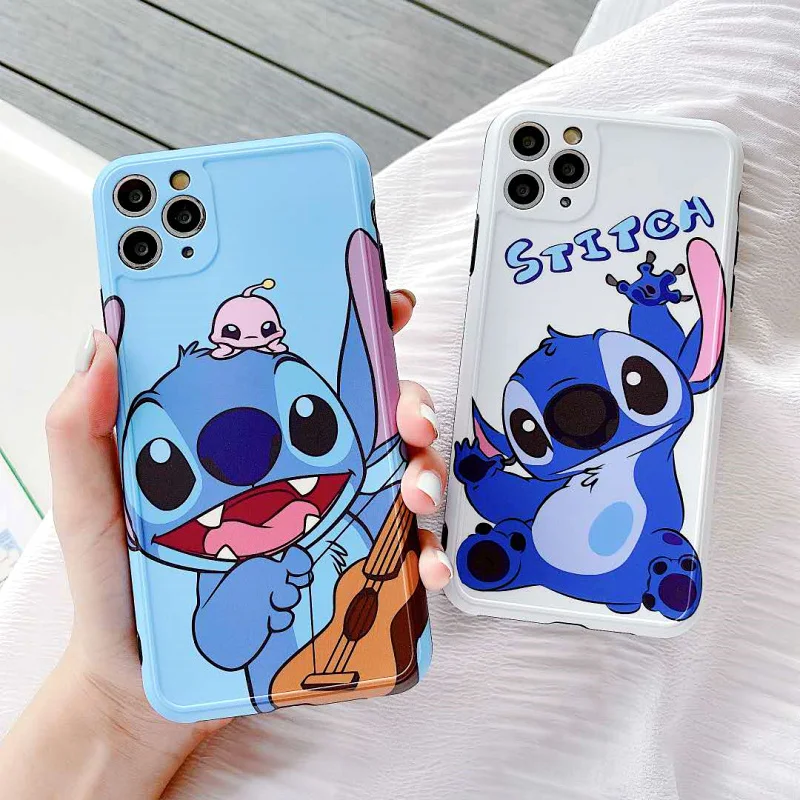 guitar stitch disney phone case for iphone x xr xs 7 8 plus 12 mini 11 pro max funny cute cartoon phone cover cusion free global shipping