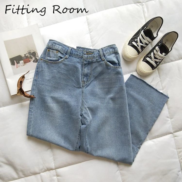 Большие размеры настоящие женские джинсы маленькие свободные брюки осень 2019