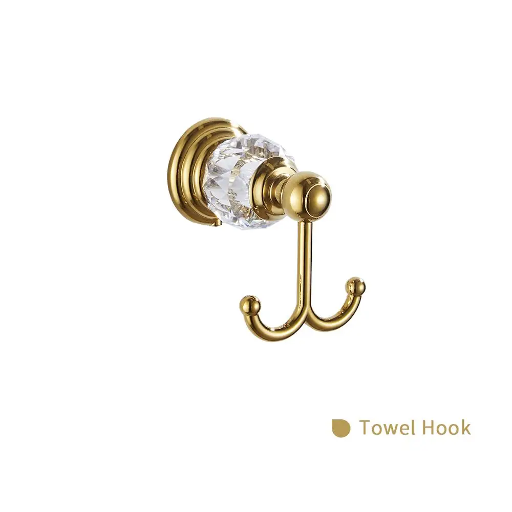 Robe Hook Роскошный золотистый кристалл аксессуары для ванной комнаты Набор 6 шт аксессуары для ванной набор настенный держатель мыла, полотенцесушитель, держатель туалетной бумаги - Цвет: Robe Hook