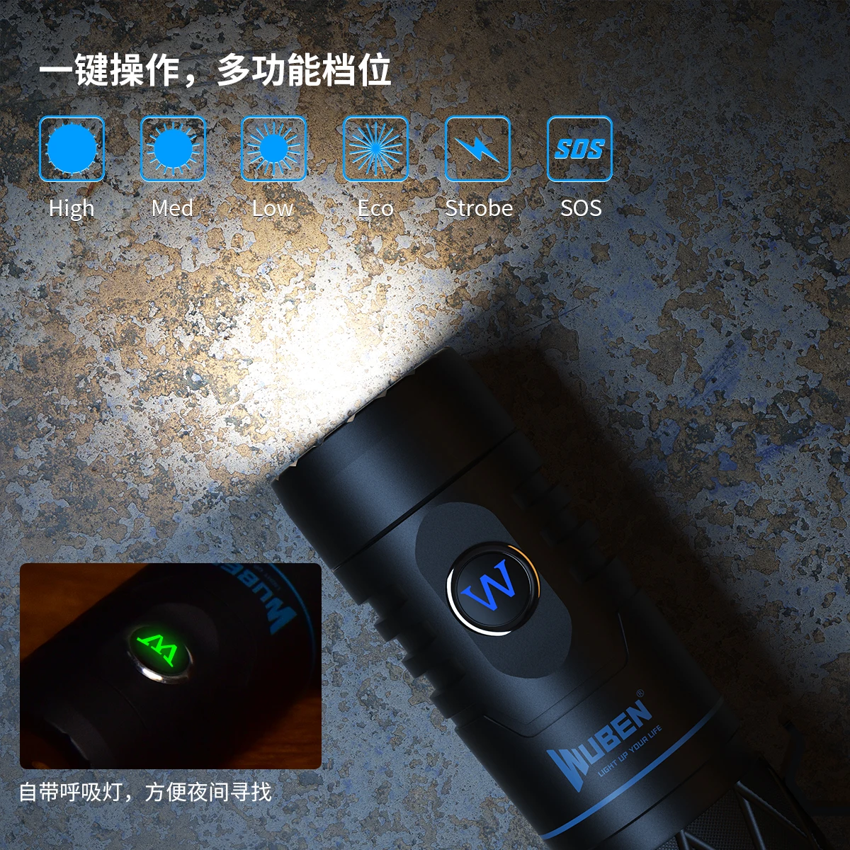 Bestellen WUBEN E12R High Power LED Taschenlampe Typ-C USB Aufladbare Taktische Licht 1200 Lumen 18650 Batterie Power Bank EDC Taschenlampe