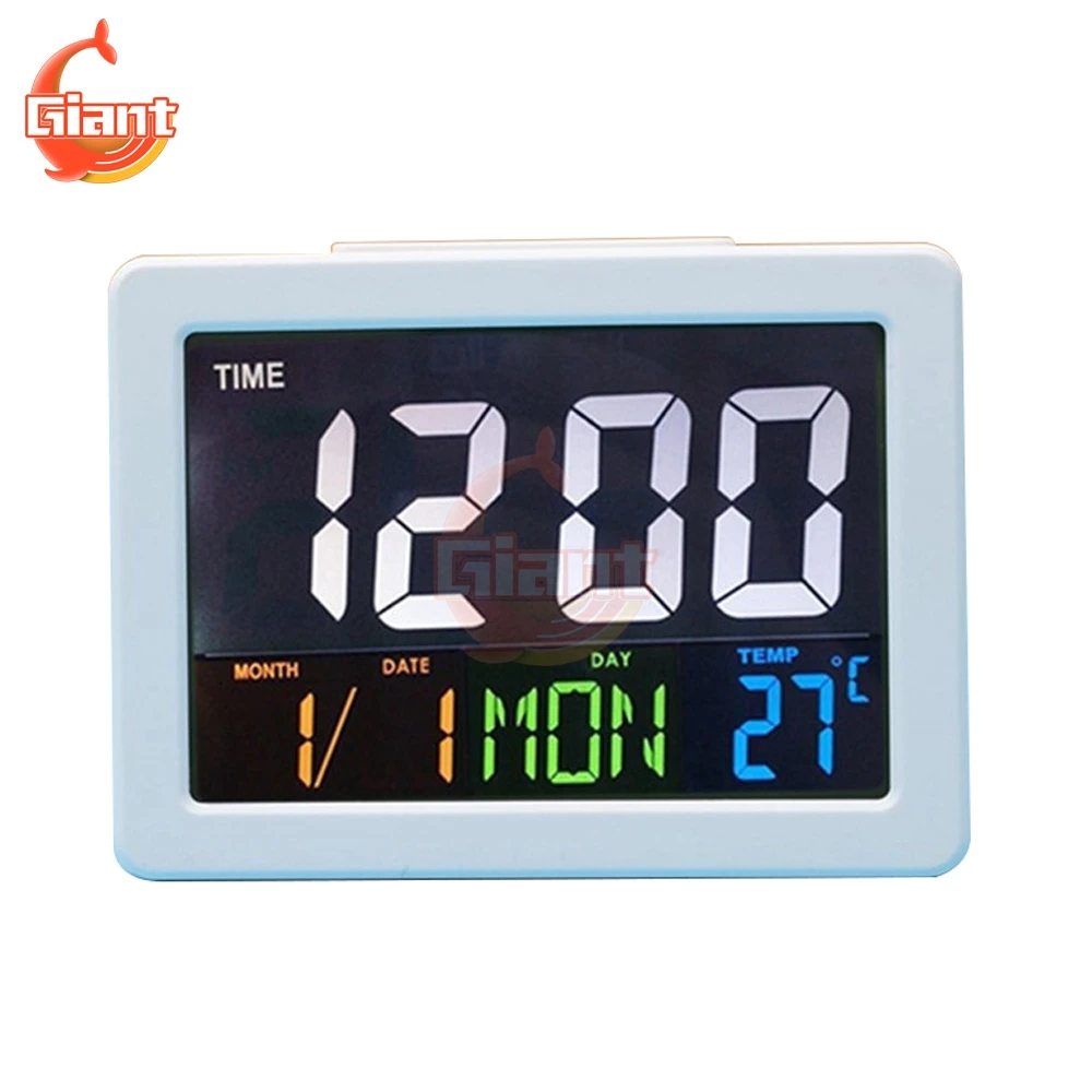 Цветные Большие ЖК экраны электронные часы с температурным будильником