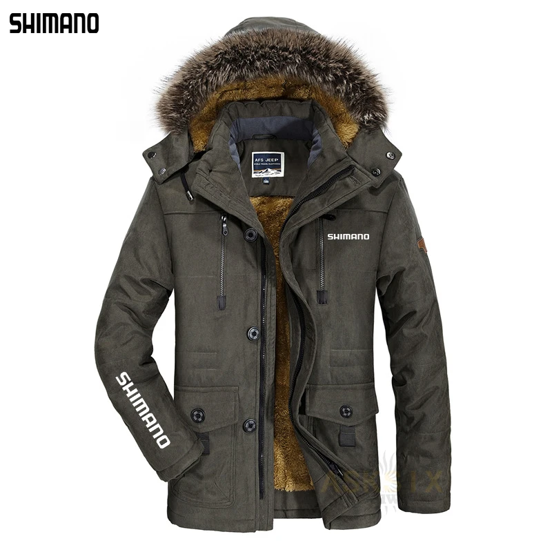 

Winter Thicken Hoodie Fishing Coat Shimanos Men's Solid Velvet Windproof Fishing Jacket Multi-pocket Outdoor Fishing Clothing