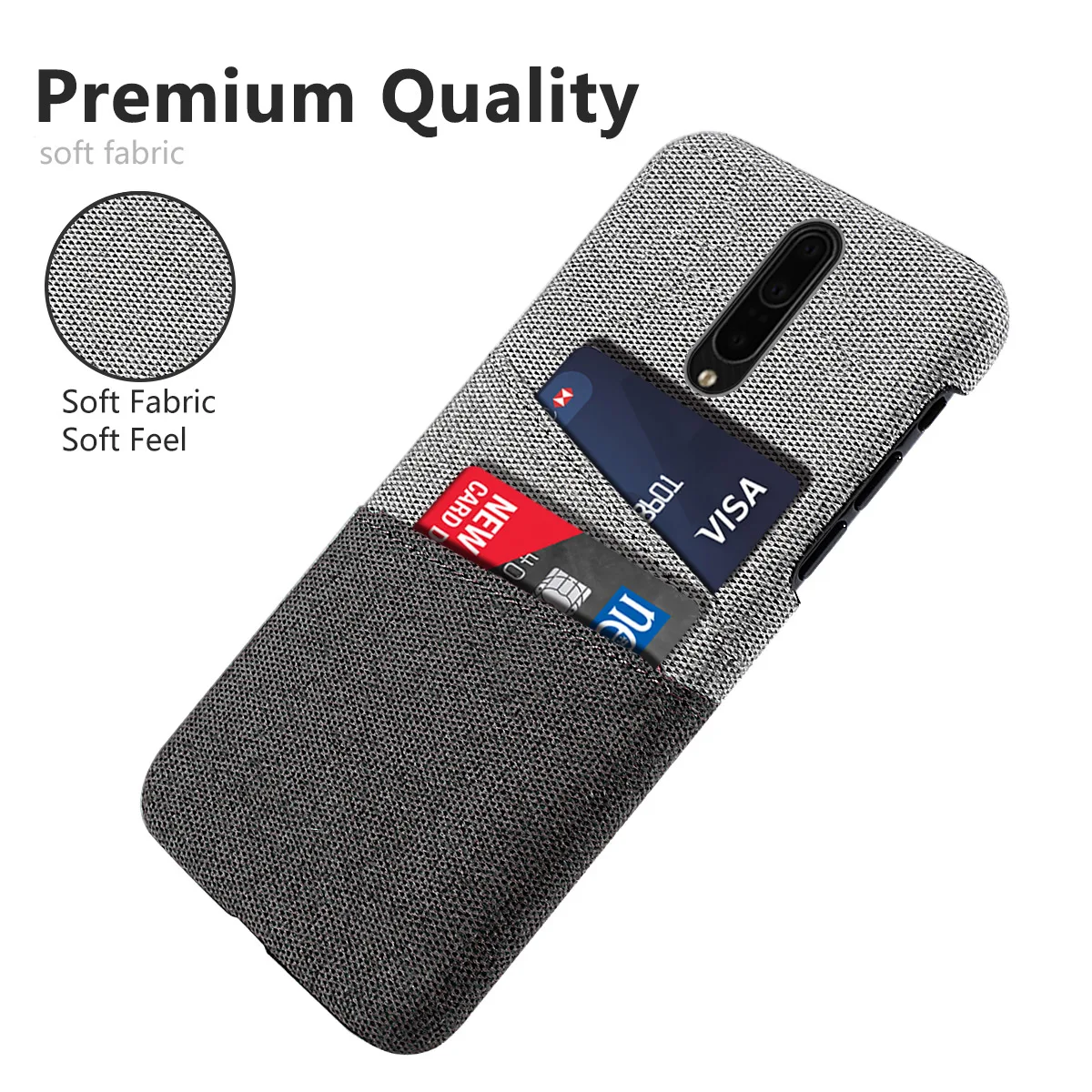 For OnePlus 7T Pro Case Slim Back Hard PC Fabric Protective Cloth Cover 1+7T One Plus Card Slot Wallet | Мобильные телефоны и