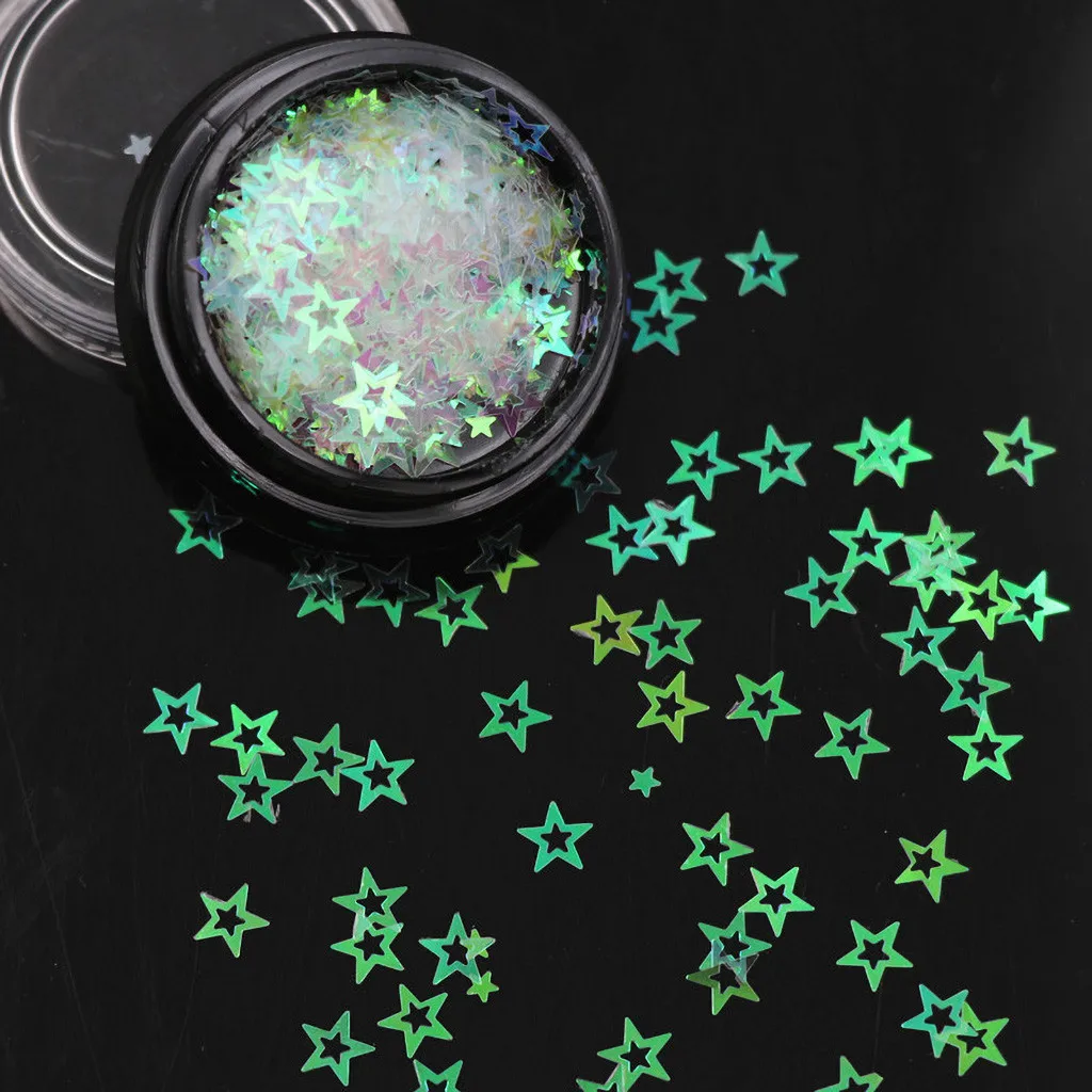 1 Box Of PVC Pentagonal Nail Stickers Star Sequins Nails Art Deco Flash Set Mermaid Sparkling | Красота и здоровье
