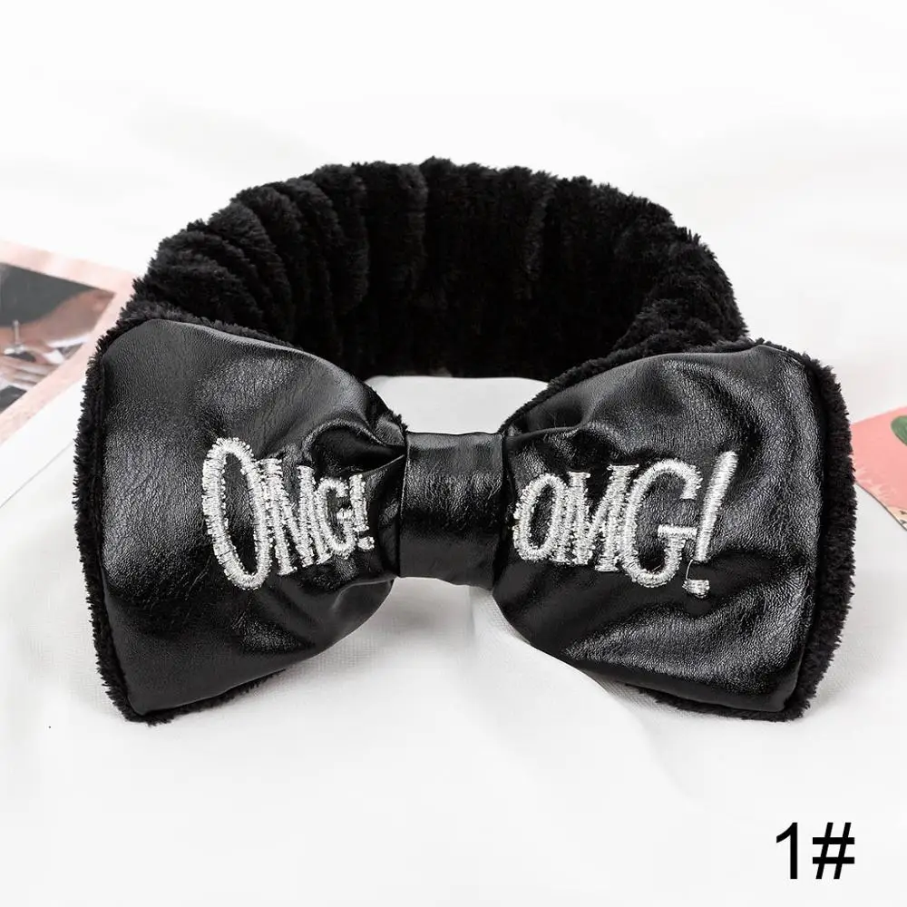 L1 Новинка! ободки с надписью OMG для женщин, бантик для мытья лица, тюрбан для девушек, держатель для макияжа, повязки для волос из кораллового флиса, аксессуары для волос - Цвет: L1