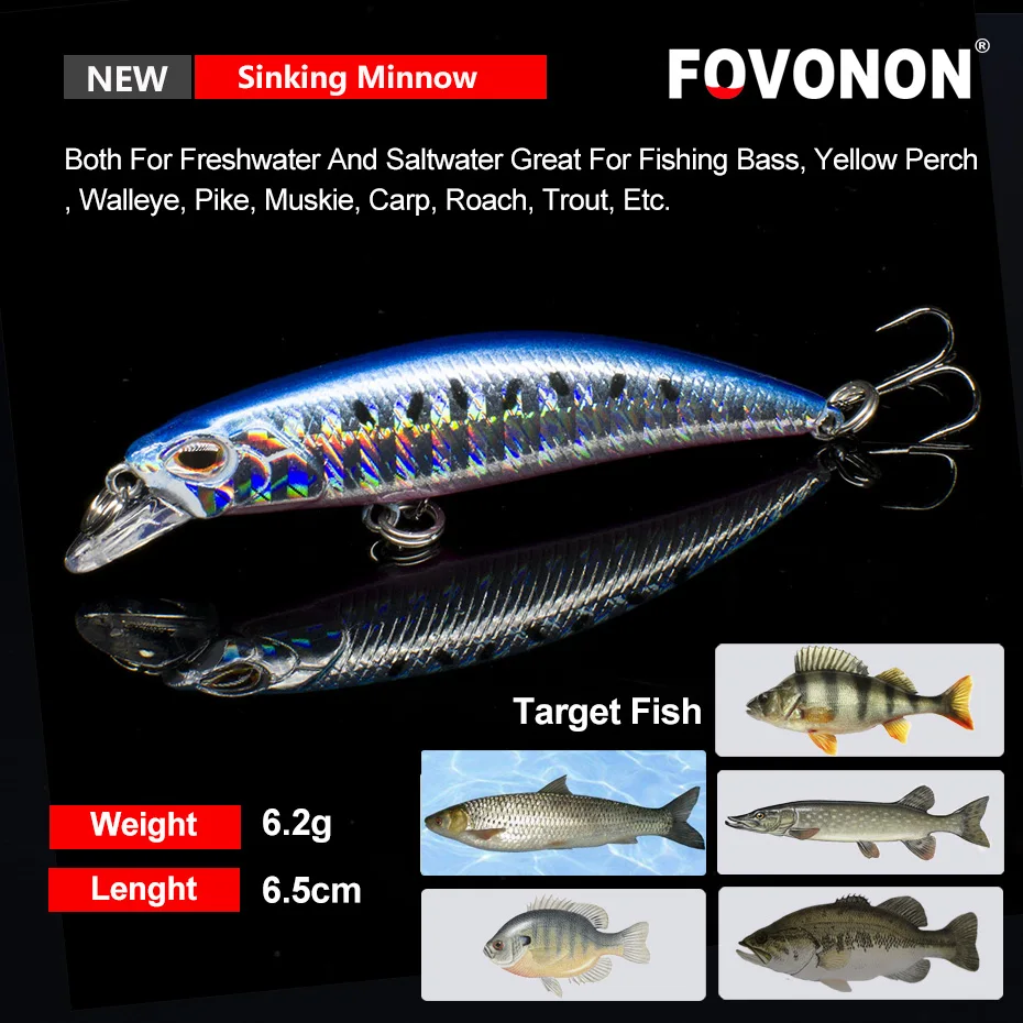 Тонущая рыболовная приманка гольян 6 5 см 2 г Джеркбейт окунь щука каркбейт