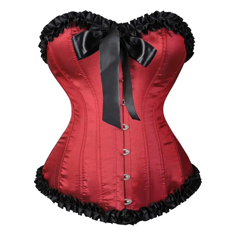 

Sexy Corset Satin Lace Up Boned Corsets and Bustiers Shapewear Lingerie Overbust Corset Tops Plus Size Women Gothic Corselet