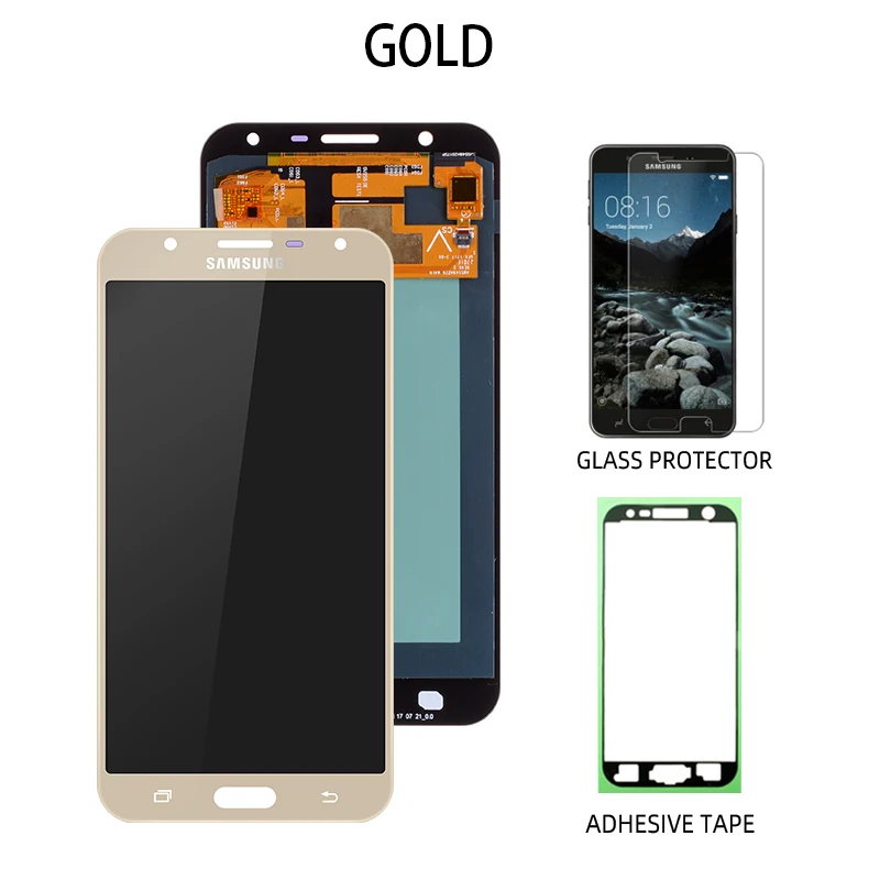 Gold No Frame AMOLED ЖК-дисплей для samsung J701 ЖК-дисплей J701F для samsung Galaxy J7 Neo ЖК-дисплей сенсорный экран сборка Замена - Цвет: Gold No Frame