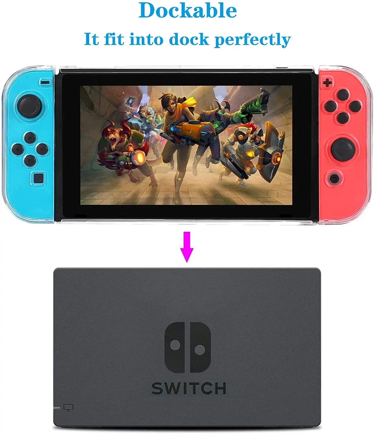 Прозрачный чехол Dockable для Nintendo Switch защитный контроллера и Joy Con кристально