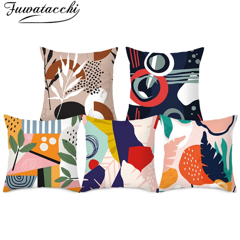 Наволочки Fuwatacchi с абстрактным рисунком листья дерева животные фото наволочки