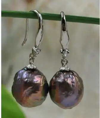 

Selling Jewelry>>>Genuine 11-13mm Baroque drop White / black Kasumi Pearl earring