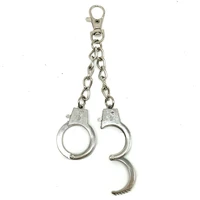 pants chain unisex trendy metal handcuffs shape chains silver punk hip hop keychain jewelry
