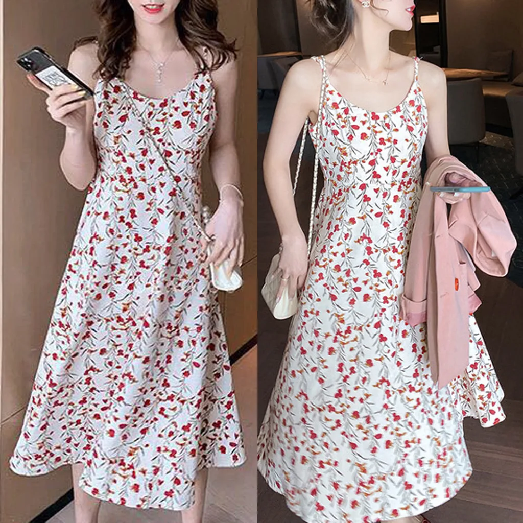 Женское длинное платье с круглым вырезом SAGACE белое свободное средней длины