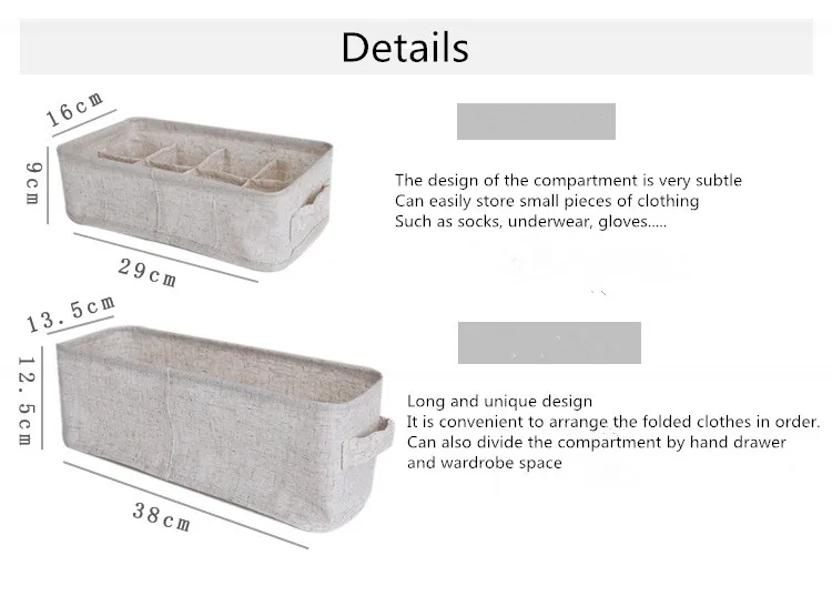New Fabric Storage Boxes &amp Bins Japanese Style for Socks Underwear Folding Receiving Box Long Basket Linen Organizer | Дом и сад