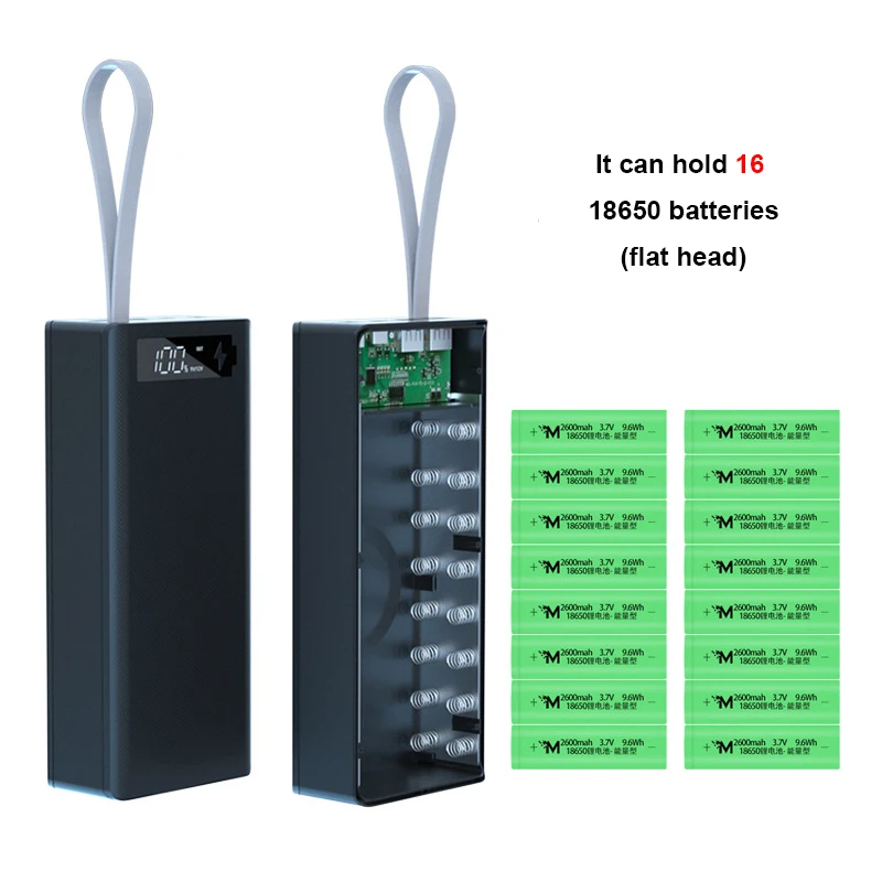 Чехол для внешнего аккумулятора 16*18650 с двумя USB-портами и ЖК-дисплеем |