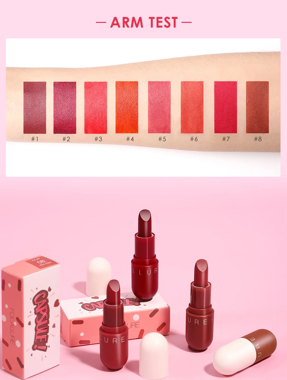 Focallure Matte Помада Макияж Водонепроницаемый бархат матовый телесный 8 цветов Увлажняющий набор из помад