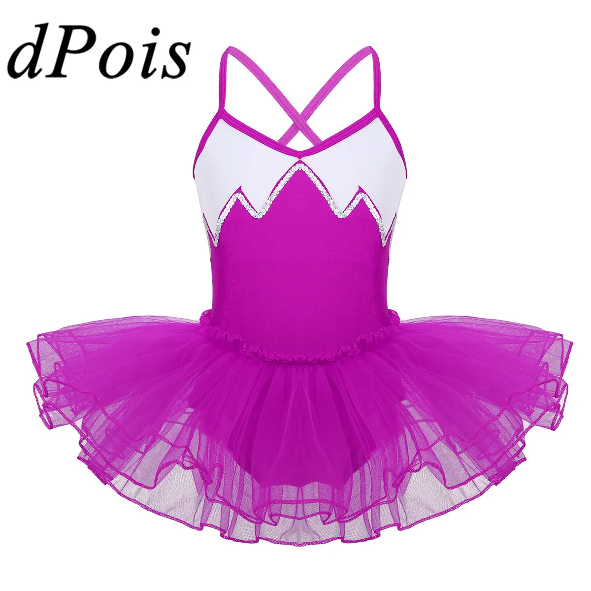 

Kids Girls Shiny Sequins Gymnastics Leotard Ballet Tutu Dress Ballerina Ballet Dress Dance Costumes Childrens Stage Dancewear