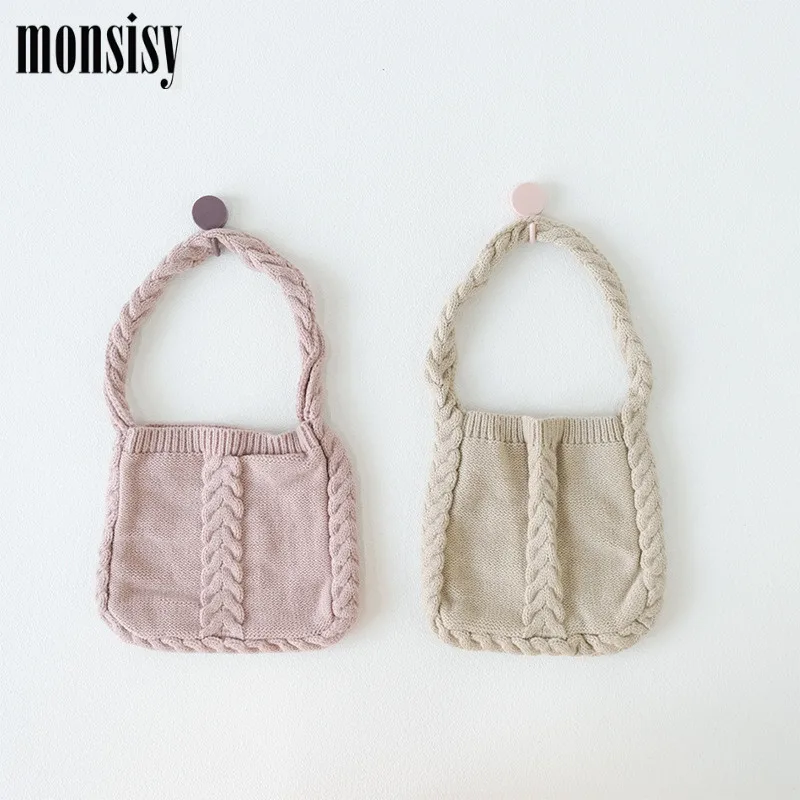 Monsisy Зимняя шерстяная сумка через плечо для мальчиков и девочек вязаная Детская