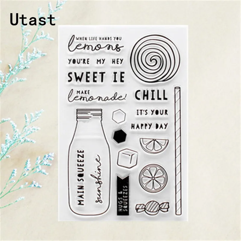 Прозрачные силиконовые штампы с изображением сладкого лимонного