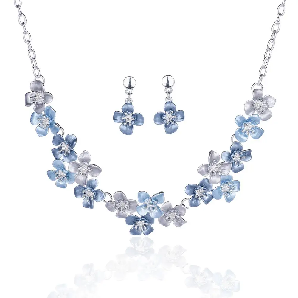 Модные эмалированные цветочные ожерелья наборы для женщин цепочки девушек колье