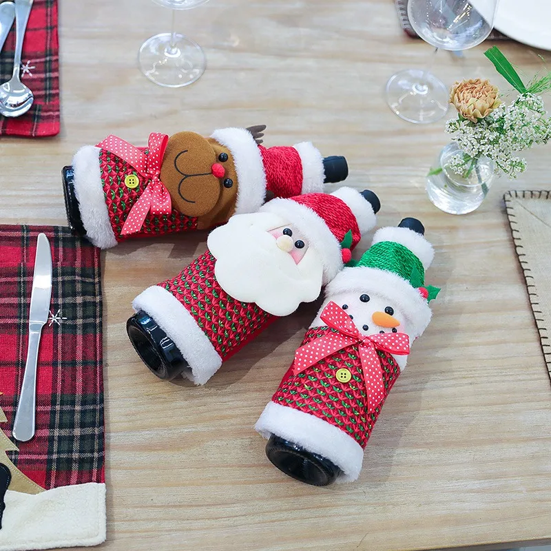 Плюшевая крышка бутылки вина Рождество Санта Клаус/Снеговик/олень узор сумки