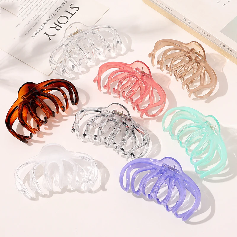 

Oversized Hair Clip Acrylic Hair Claw Geometric Transparent Ponytail Hairpin Solid Color Hair Accessories Geometry Hair Crab