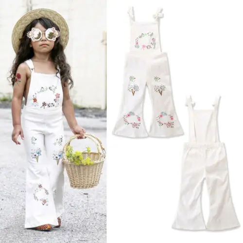 Новый Детский комбинезон с цветочным рисунком для девочек платье на подтяжках