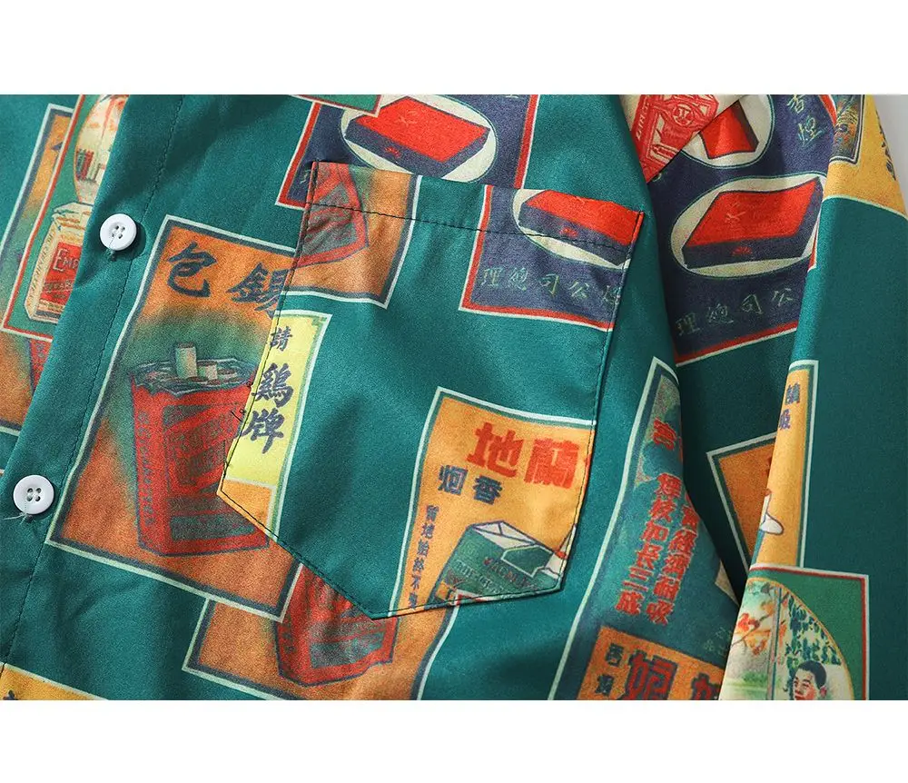 

US Size 2021 Vintage 3D Printed Shirts Men Turn-down Collar Men's Shirt Streetwear Loose And Casual Shirts For Tops