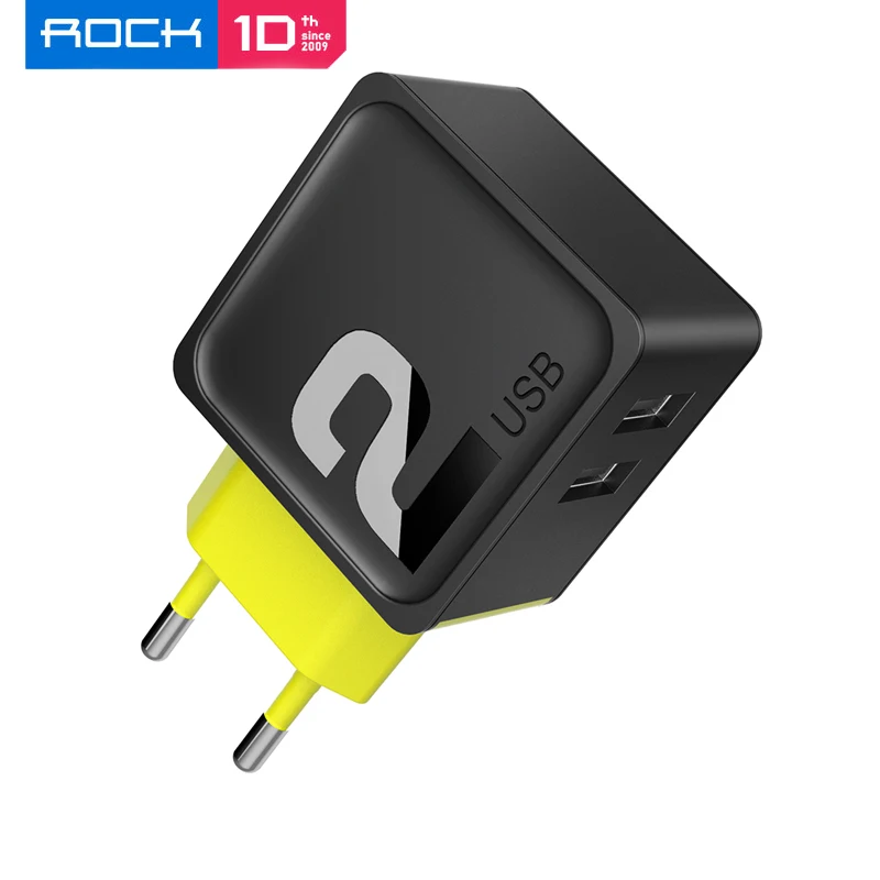 Оригинальное Универсальное зарядное устройство Rock 2.4A 2 USB для путешествий, 1 2 4 USB для быстрой зарядки телефона, в продаже