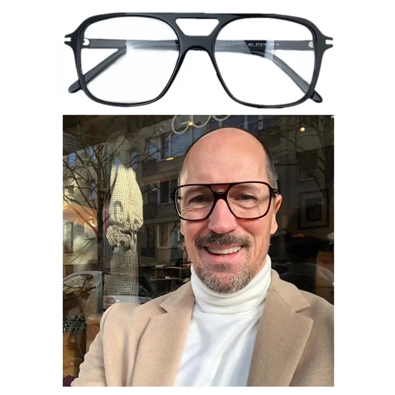 

New Quality Square Pilot Glasses Frame Unisex 57-16-145 Double-Bridge Design Sunglasses Goggle Rim for Prescription