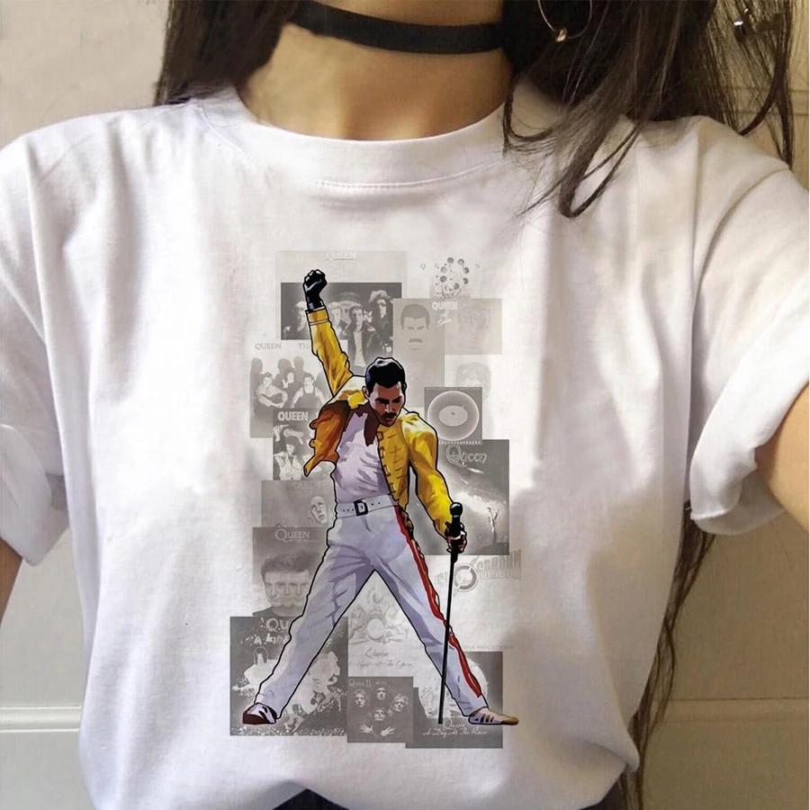 Женская Винтажная Футболка с принтом Queen Band Mercury Rock футболка в стиле Харадзюку