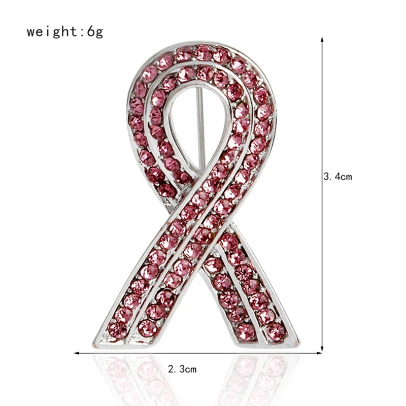 

New Fashion Pink Ribbon Rhinestone Brooches Breast Cancer Awareness Brooch Pin HIV And AIDS Badge Women Brooch Jewelry