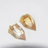 fashion jewelry natural yellow crystal quartz gold healing pendant women 2019 big face citrines stone bullet point pendant femme