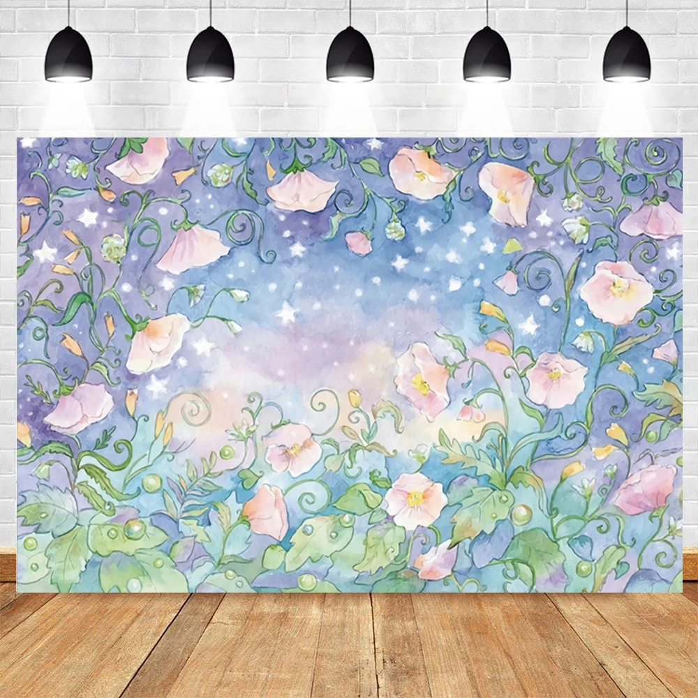 

Yeele Dreamy Spring Flower Glitter Dot Star Wedding Backdrop Baby Birthday Photography Background Photophone For Photo Studio