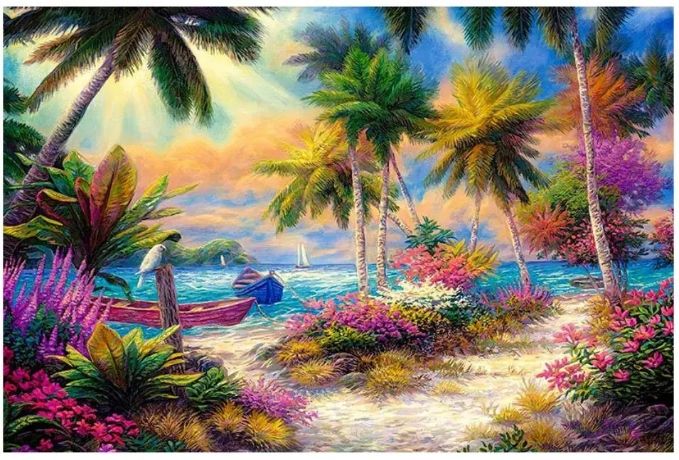 Пейзаж алмазная вышивка пальма живопись Настенный декор точка стразы бусины