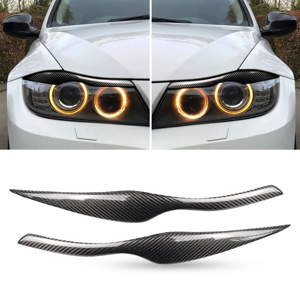 

2Pcs Carbon Fiber Headlight Eyelid Eyebrow Cover Trim for BMW 3 Series E90 E91 4DR 05-18