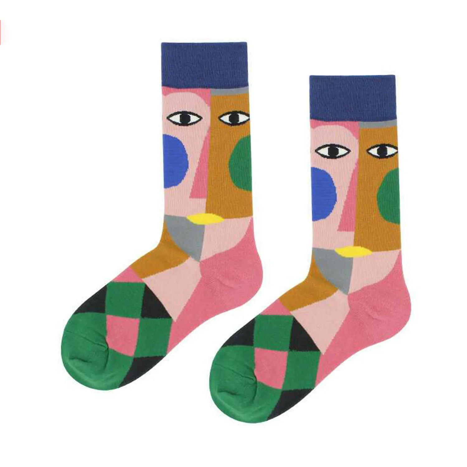 

Hip Hop 2021 Vintage Cotton Casual High Middle Tube Funny Print Harajuku Basket0ball Male Sports Compression Men's Socks Unisex