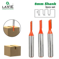 lavie 3pcs 8mm shank straight router bit tungsten carbide single flute bit wood milling cutter for woodwork tool mc02083