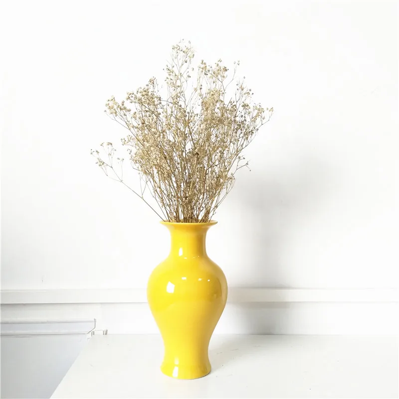 Желтая Ваза с цветами Цзиндэчжэнь керамическая бутылочка тыквой чисто желтая