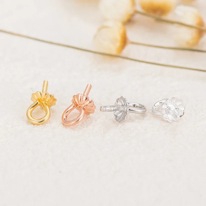 10 шт. Оригинальные однотонные коннекторы из серебра розового золота с бусинами