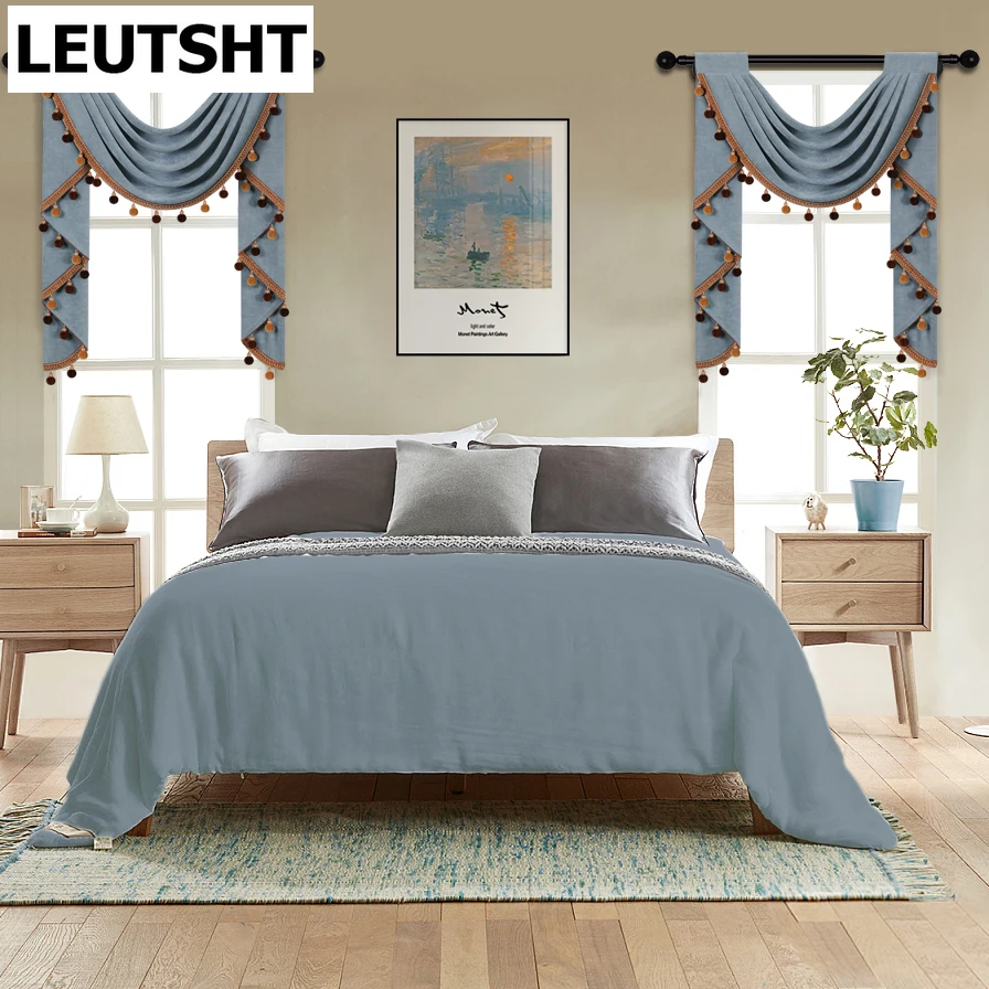 

European Velvet Valance Curtains for Living Room Luxury Bedroom Window Treatment Decoration for Kitchen Decor