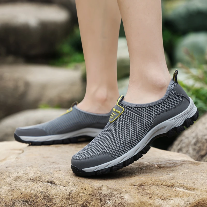 

Dropshipping 2019 Men Summer Comfortable Casual Shoes Slip-on Breathable Air Mesh Flats Trainers Sneakers Water Loafers 39-46