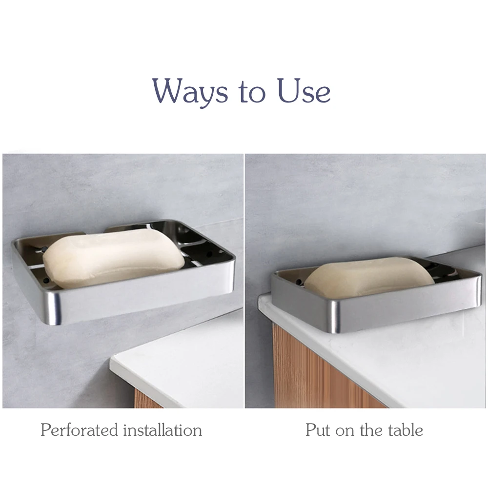 

Stainless Steel Soap Dish Drain Soap Holder for Shower Soap Rack for Bathroom Kitchen Bath Tub