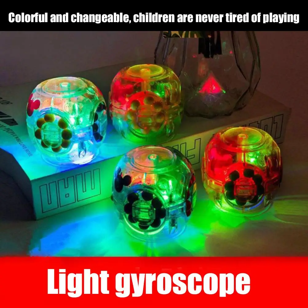 

LED Square Puzzle Flips Toy Magical Bean Rotating Toy Portable Luminescence Decompression Toy for Kids