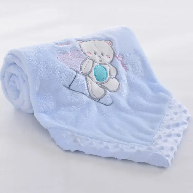 Одеяло детское Фланелевое с вышивкой в виде медведя из мультфильма для