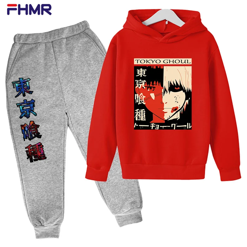 

Tokyo Ghoul Kaneki Ken Eyes Japanese Anime Printed Sweatshirt Demon Cool Punk Sweater Streetwear Harajuku Children's Hoodie Set