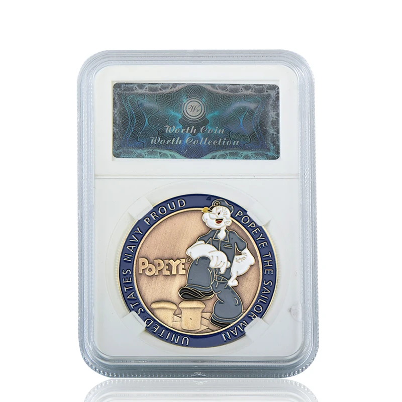 coin with case 1 WR Popeye Посеребренная металлическая копия монет мультяшный персонаж копия монеты коллекционные вещи Россия Подарки на день рождения сувениры - Цвет: coin with case 1