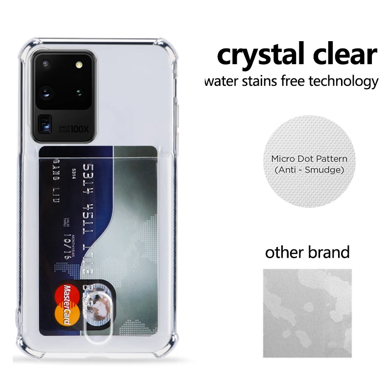 card slots holder shockproof phone case for s20 plus ultra s10 s9 s8 note 10 pro 9 a91 a51 soft silicone transparent back cover free global shipping