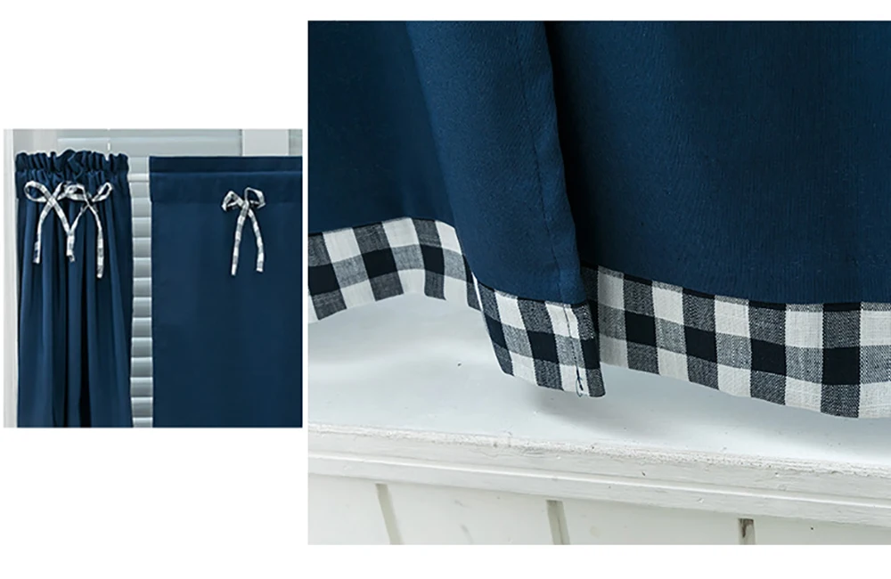 Короткая занавеска в деревенском стиле с бантом для кухни эркера Студенческая |